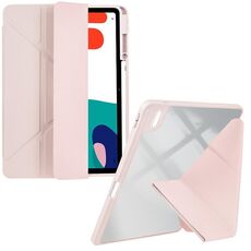 Custodia per tablet in pelle con deformazione acrilica trasparente per Huawei MatePad 10.4 (rosa)
