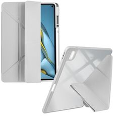 Per Huawei MatePad 10.8 Custodia per tablet in pelle con deformazione acrilica trasparente (grigio)