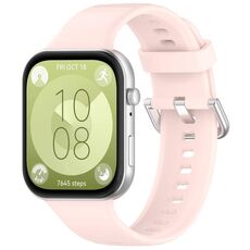 Per Huawei Watch Fit3 cinturino sportivo in silicone con fibbia argento (rosa)