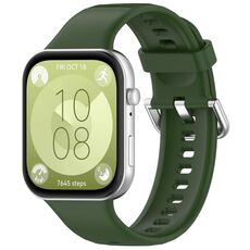Per Huawei Watch Fit3 cinturino sportivo in silicone con fibbia argento (verde militare)