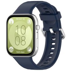 Per Huawei Watch Fit3 cinturino sportivo in silicone con fibbia argento (blu notte)