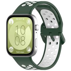 Per Huawei Watch Fit 3 cinturino sportivo in silicone bicolore (verde + bianco)