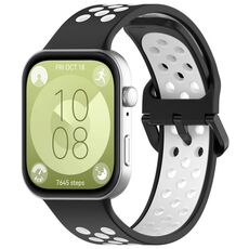 Per Huawei Watch Fit 3 cinturino sportivo in silicone bicolore (nero + bianco)
