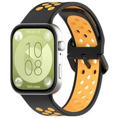 Per Huawei Watch Fit 3 cinturino sportivo in silicone bicolore (nero + giallo)