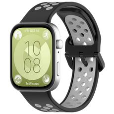 Per Huawei Watch Fit 3 cinturino sportivo in silicone bicolore (nero + grigio)