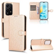 Custodia per telefono in pelle con texture globale a nido d'ape per Honor 200 Lite (oro)