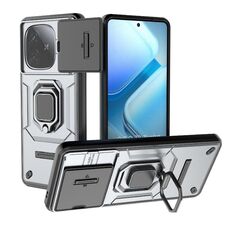 Per vivo iQOO Z9 Turbo 5G scorrevole Camshield TPU + custodia per telefono antiurto per PC con supporto (grigio)