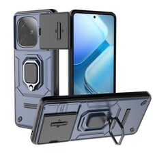 Per vivo iQOO Z9 Turbo 5G scorrevole Camshield TPU + custodia per telefono antiurto per PC con supporto (blu)