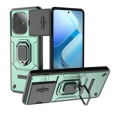Per vivo iQOO Z9 Turbo 5G Custodia scorrevole Camshield TPU + PC antiurto con supporto (verde)