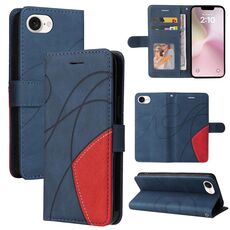 Per iPhone SE 2024 Custodia per telefono in pelle flip con giuntura bicolore (blu)