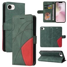 Per iPhone SE 2024 Custodia per telefono in pelle flip con giuntura bicolore (verde)