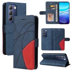 Per vivo V29e Global / Y200 5G Custodia per telefono in pelle con giunzione bicolore globale (blu)