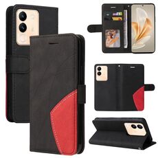 Per vivo V29e Global / Y200 5G Custodia per cellulare in pelle con giunzione bicolore globale (nera)