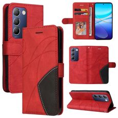 Per vivo Y200e 5G Global / V30 Lite India Custodia per telefono in pelle con giunzione bicolore (rossa)
