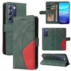 Per vivo Y200e 5G Global / V30 Lite India Custodia per telefono in pelle con giunzione bicolore (verde)
