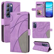 Per vivo Y200e 5G Global / V30 Lite India Custodia per telefono in pelle con giunzione bicolore (viola)