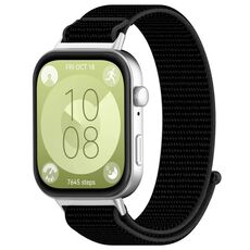 Per Huawei Watch Fit3 cinturino in nylon con gancio e chiusura ad anello (nero)