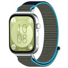 Per Huawei Watch Fit3 cinturino in nylon con gancio e chiusura ad anello (grigio blu)
