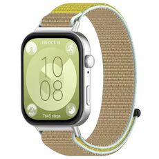 Per Huawei Watch Fit3 cinturino in nylon con gancio e chiusura ad anello (cammello)