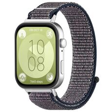 Per Huawei Watch Fit3 cinturino in nylon con gancio e chiusura ad anello (blu notte)