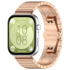 Per Huawei Watch Fit3 cinturino in acciaio inossidabile con perline (oro rosa)