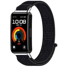 Per Huawei Band 9/9 NFC / 8/8 NFC cinturino in nylon con gancio e chiusura ad anello (nero ufficiale)