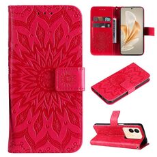 Per vivo V29e Global / Y200 5G Global Custodia in pelle con motivo girasole in rilievo (rosso)