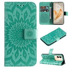 Custodia per cellulare in pelle con motivo girasole goffrato globale per vivo V29e Global / Y200 5G (verde)