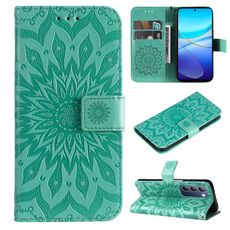 Custodia per cellulare in pelle con motivo girasole goffrato IDN per vivo V40 SE 5G / Y100 (verde)