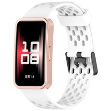 Per Huawei Band 9/9 NFC / 8/8 NFC Hole Style Dual cinturino in silicone con fibbia nera (bianco)
