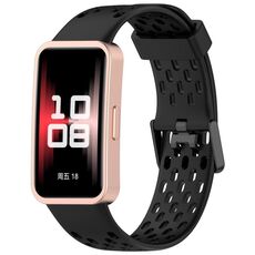 Per Huawei Band 9/9 NFC / 8/8 NFC Hole Style Dual cinturino in silicone con fibbia nera (nero)