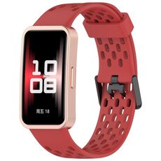 Per Huawei Band 9/9 NFC / 8/8 NFC Hole Style Dual cinturino in silicone con fibbia nera (rosso)