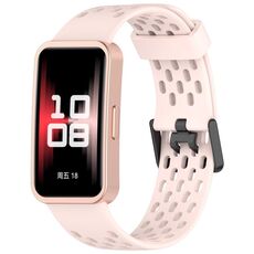 Per Huawei Band 9/9 NFC / 8/8 NFC Hole Style Dual cinturino in silicone con fibbia nera (rosa)