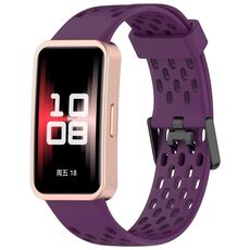 Per Huawei Band 9/9 NFC / 8/8 NFC Hole Style Dual cinturino in silicone con fibbia nera (viola scuro)