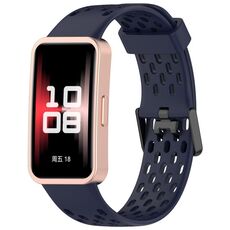 Per Huawei Band 9/9 NFC / 8/8 NFC Hole Style cinturino in silicone con doppia fibbia nera (blu notte)