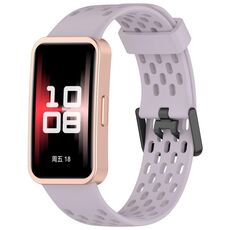 Per Huawei Band 9/9 NFC / 8/8 NFC Hole Style Dual cinturino in silicone con fibbia nera (viola lavanda)