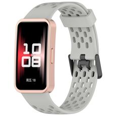 Per Huawei Band 9/9 NFC / 8/8 NFC Hole Style Dual cinturino in silicone con fibbia nera (Rock Ash)