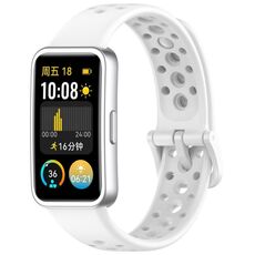 Per Huawei Band 9/9 NFC / 8/8 NFC Cinturino per orologio in silicone con bottone a chiodo con foro tondo (bianco)