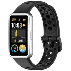 Per Huawei Band 9/9 NFC / 8/8 NFC Cinturino per orologio in silicone con bottone a chiodo con foro tondo (nero)