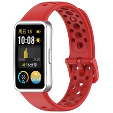 Per Huawei Band 9/9 NFC / 8/8 NFC Cinturino per orologio in silicone con bottone a chiodo con foro tondo (rosso)