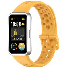 Per Huawei Band 9/9 NFC / 8/8 NFC Cinturino per orologio in silicone con bottone a chiodo con foro tondo (giallo)