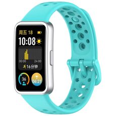 Per Huawei Band 9/9 NFC / 8/8 NFC Cinturino per orologio in silicone con bottone a chiodo con foro tondo (verde acqua)