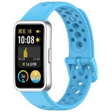 Per Huawei Band 9/9 NFC / 8/8 NFC Cinturino per orologio in silicone con bottone a chiodo con foro tondo (Azzurro cielo)