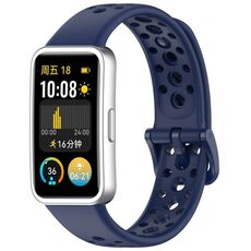 Per Huawei Band 9/9 NFC / 8/8 NFC Cinturino per orologio in silicone con bottone a chiodo con foro tondo (blu scuro)