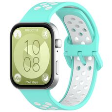 Per Huawei Watch Fit 3 cinturino sportivo in silicone bicolore (verde acqua + bianco)