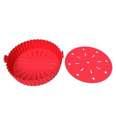Stampi per dolci addensati con rivestimento in silicone per friggitrice ad aria a doppio strato di grandi dimensioni da 8,5-10 pollici(Rosso)