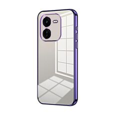 Per vivo iQOO Z9x Custodia per telefono con foro fine con placcatura trasparente (viola)