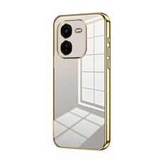 Per vivo iQOO Z9x Custodia per telefono con foro sottile con placcatura trasparente (oro)