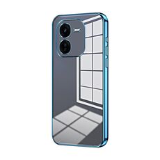 Per vivo iQOO Z9x Custodia per telefono con foro sottile con placcatura trasparente (blu)