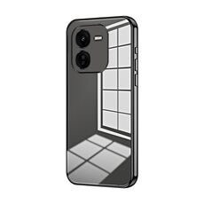 Per vivo iQOO Z9x Custodia per telefono con foro sottile con placcatura trasparente (nera)